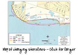 Map of changing shorelines - click for larger