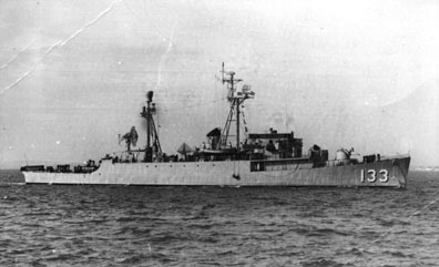 sm USS PILLSBURY DE- 133 After hostilities with Germany ended, Pillsbury and Pope (DE-134) escorted the first surrendered Nazi U-boat, U-858, from mid-Atlantic to Cape May, N.J., after placing a prize crew aboard. Photograph and caption supplied by the Destroyer Escort Information web site.