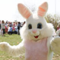 The EAster Bunny waving to everyone.
