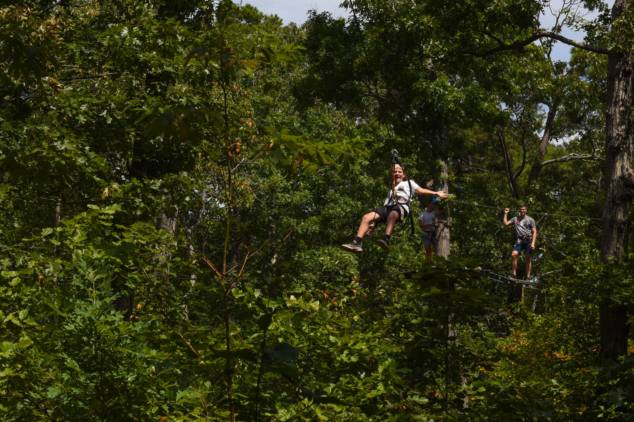 Ben doing the Zip-line at Tree to Tree.