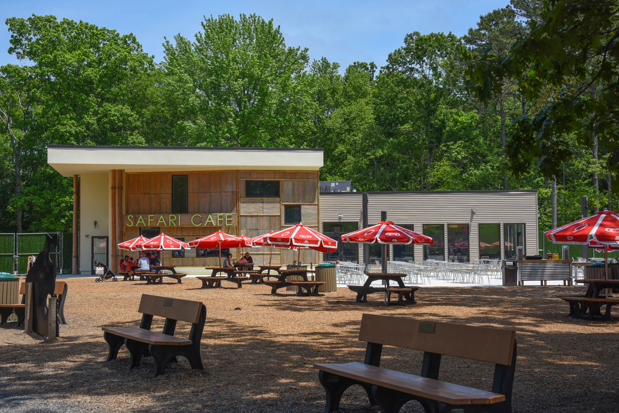 People eating at the Safari Cafe at Cape May County Zoo.