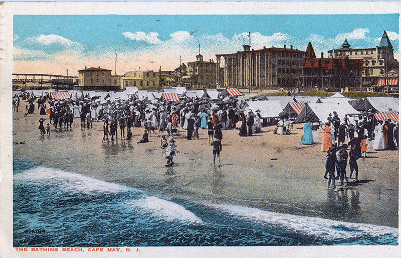 Cape May beachgoers depicted on a postcard