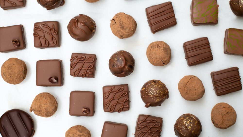 Flat shot of assorted chocolates