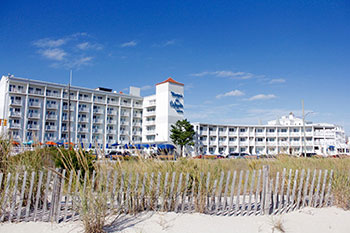 Marquis de Lafayette Hotel seen from the beach