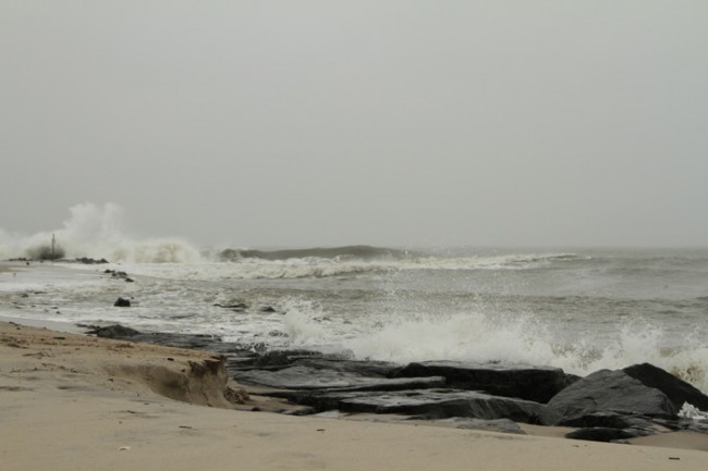 Stormy high tide