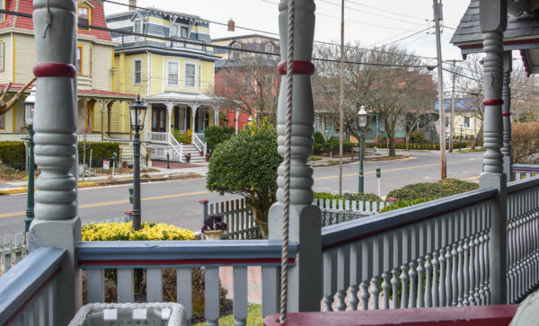 Sitting on a porch looking onto Ocean Street