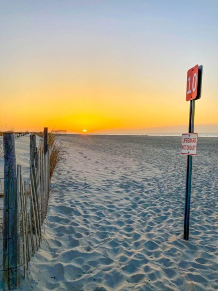 on the beach at sunrise