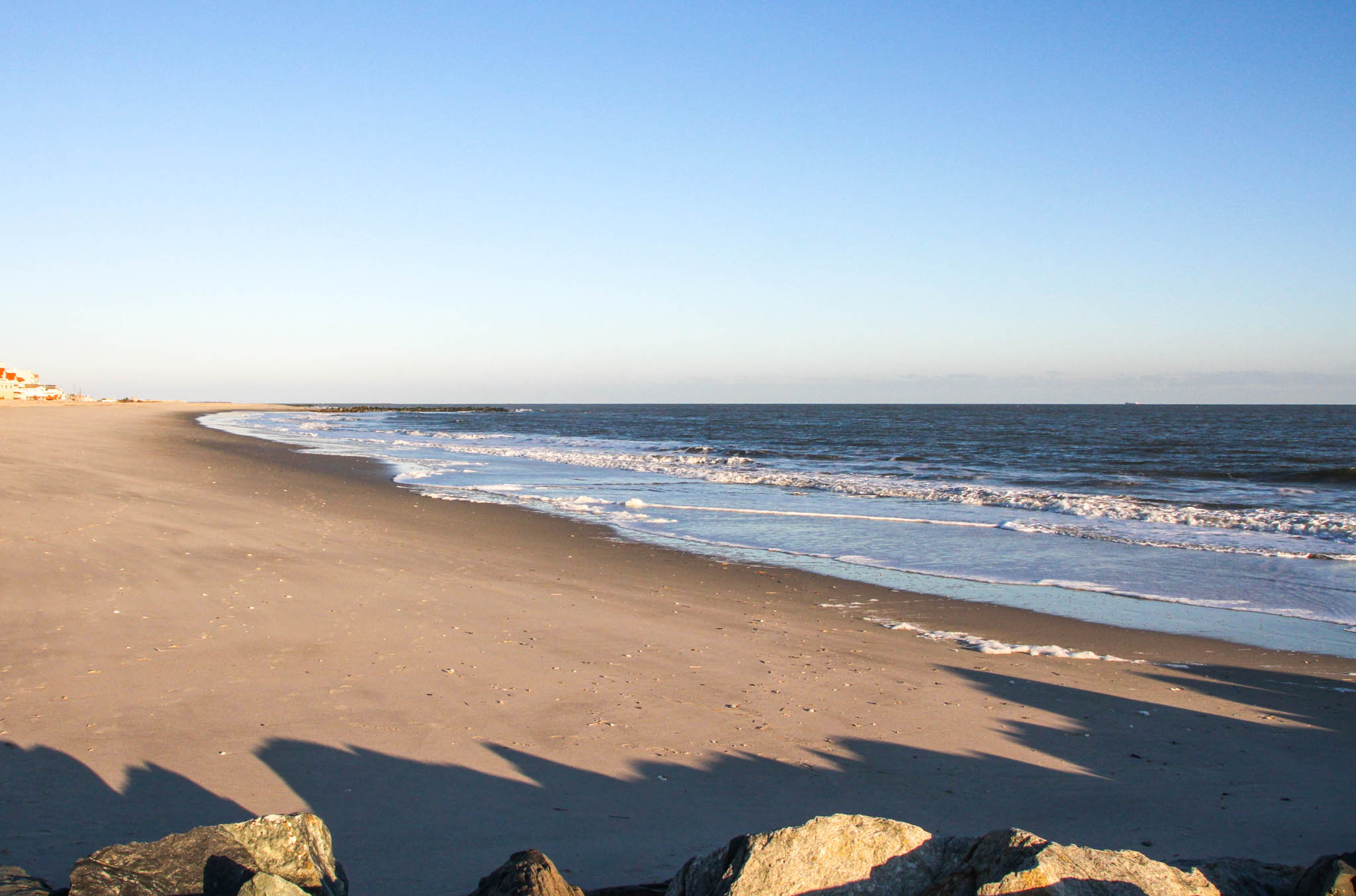 on the jetty looking at the waves in Cape May.