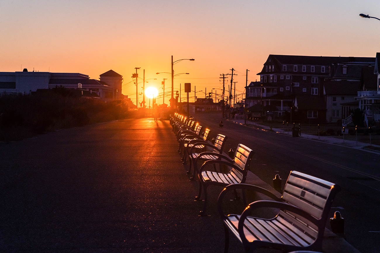 Sun setting on the promenade 