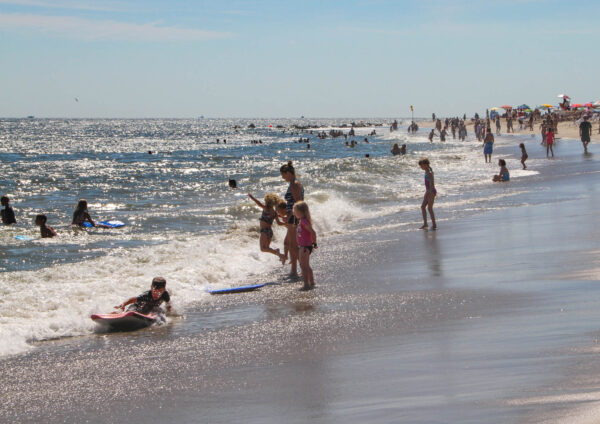 A Family Experiencing the waves in Cape May