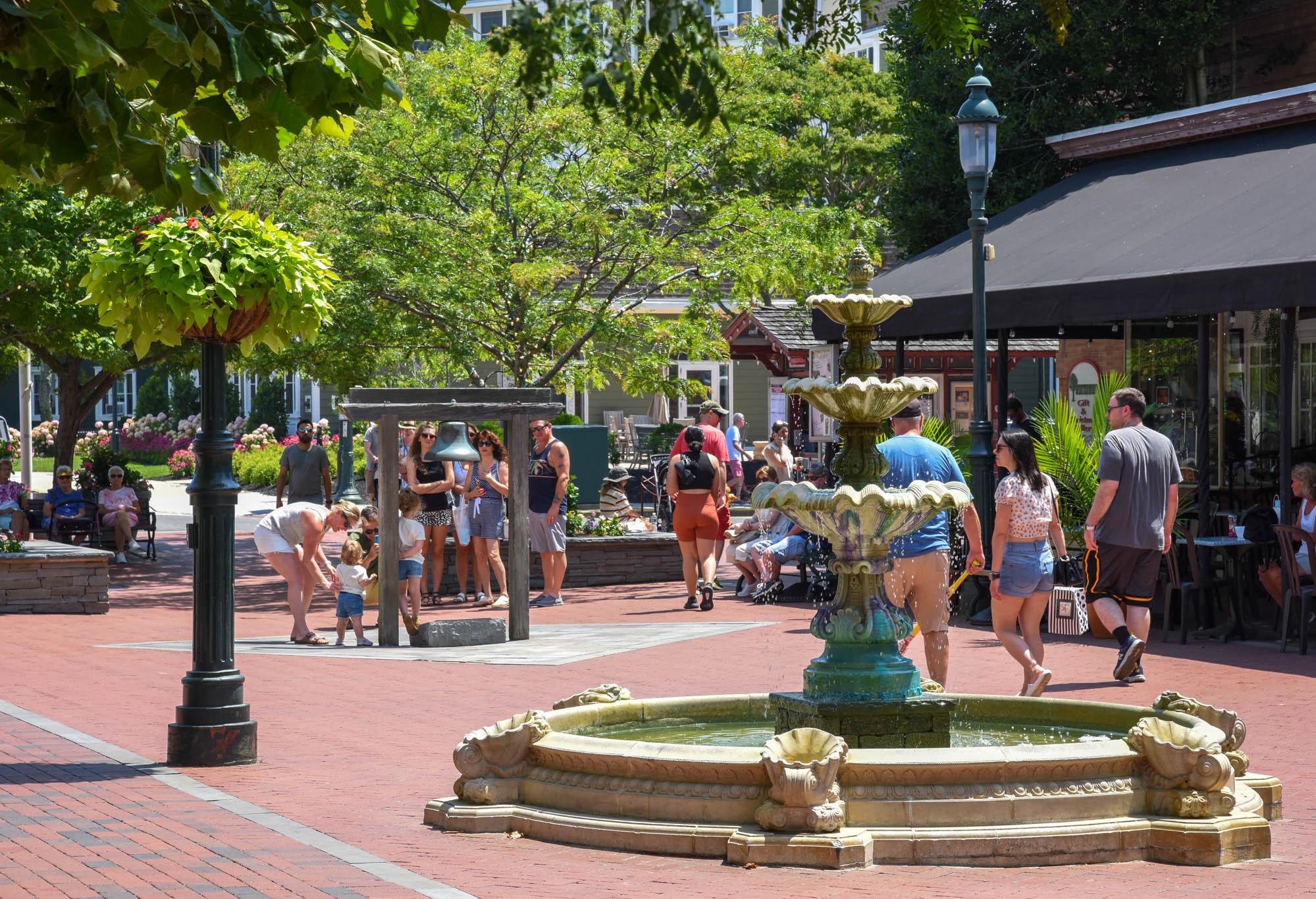 Washington Street Mall with people all around on a July Day