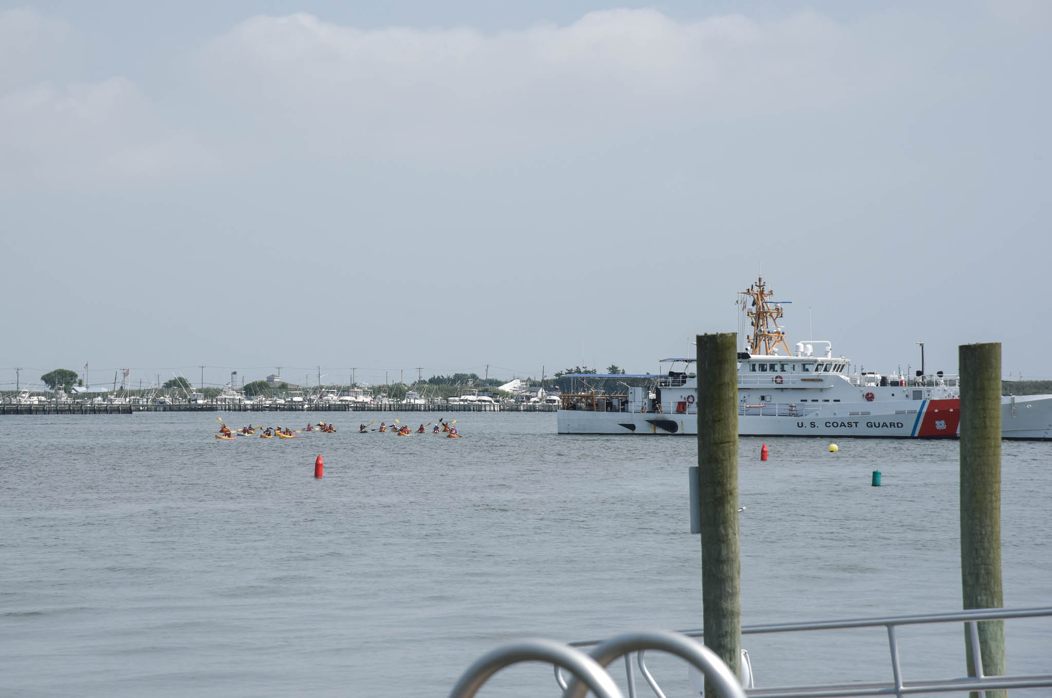 Kayaking In The Harbor past the USCG Base