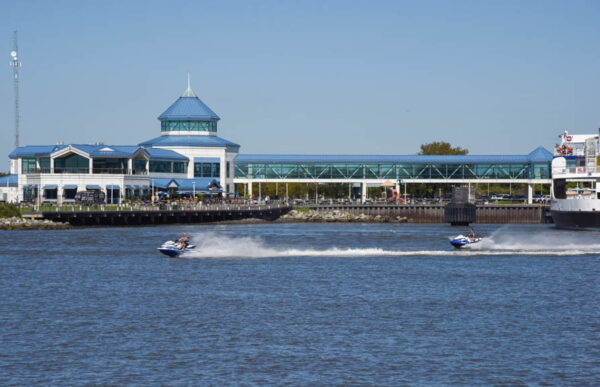 Jet-skies passing by the Cape May Lewis Ferry