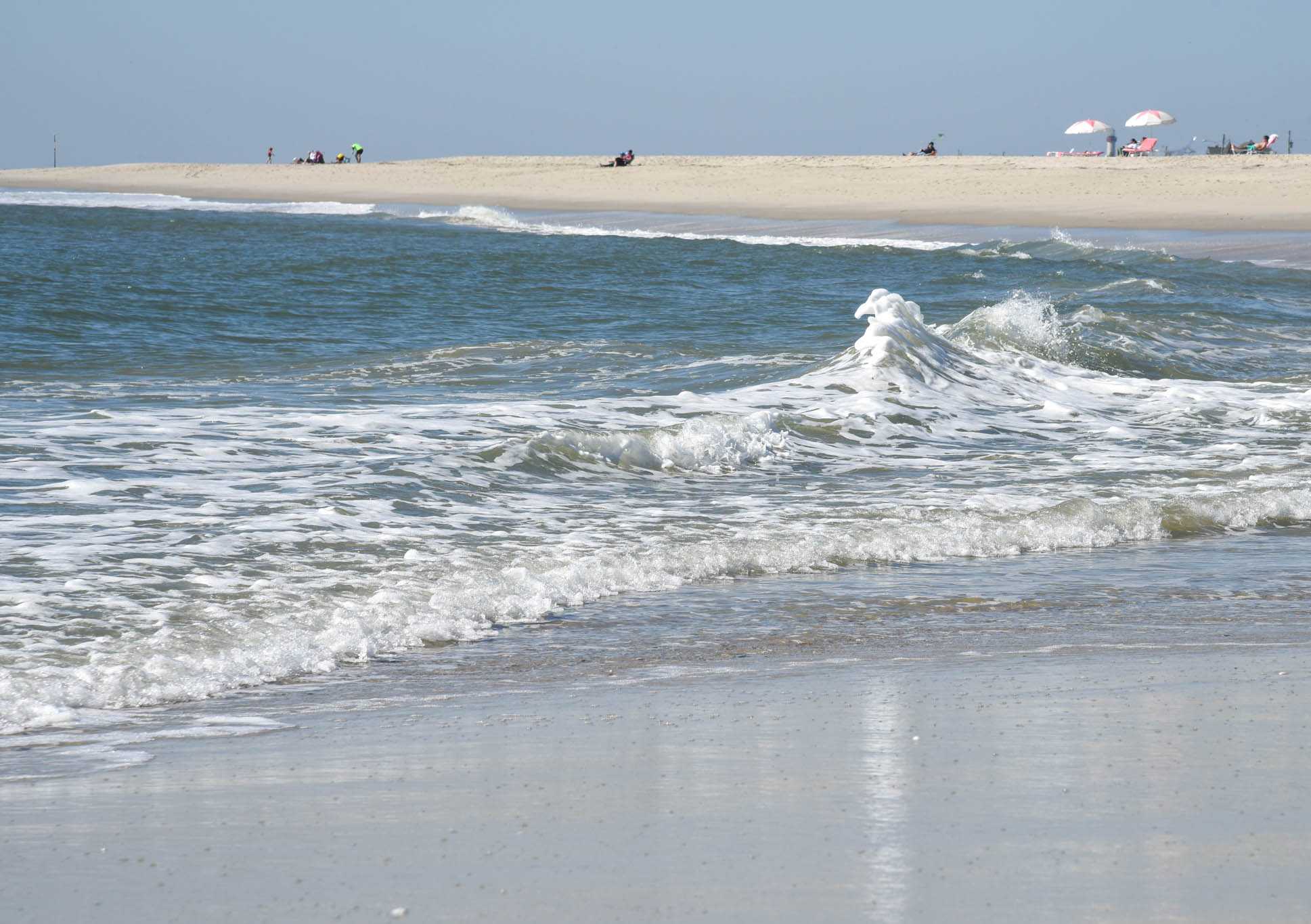 waves along the beach on an October day 