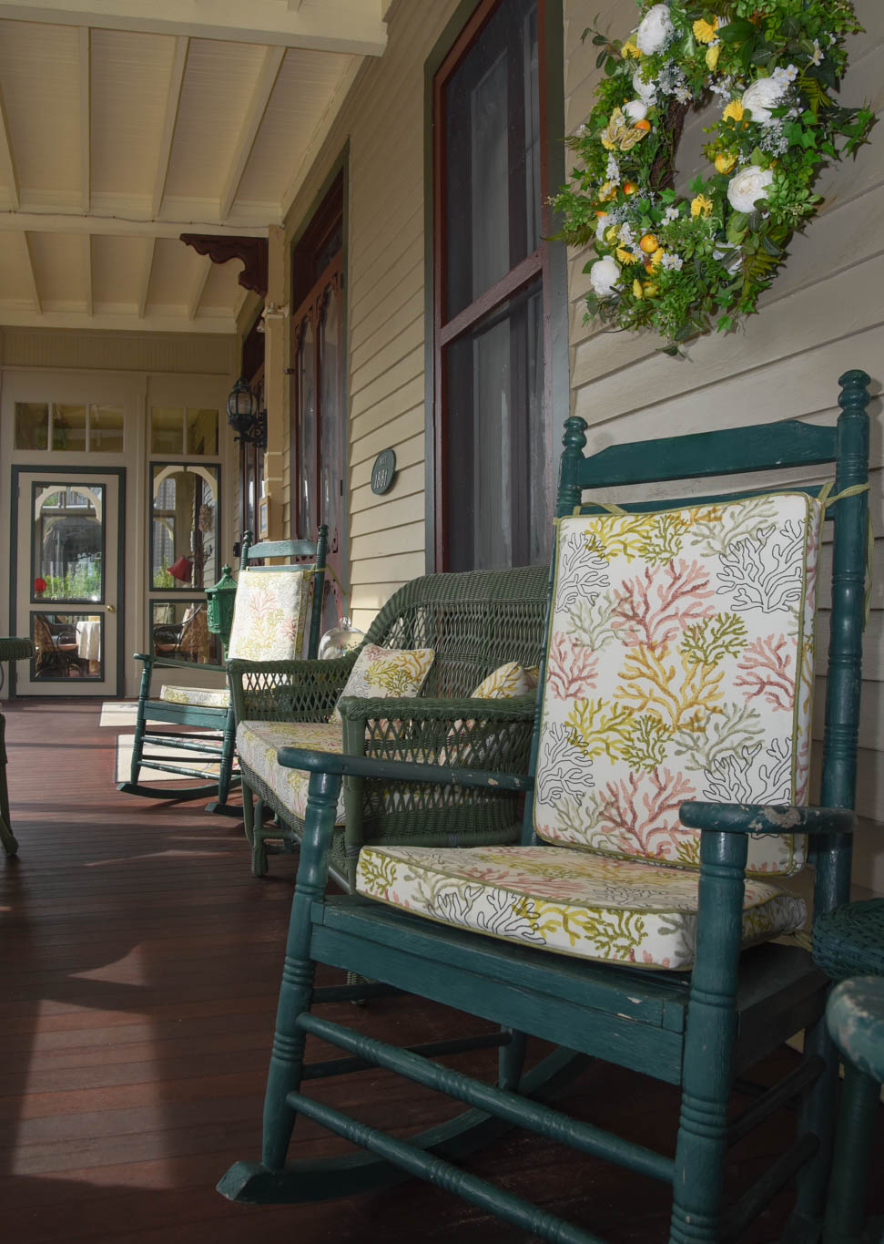 Rocking chair on the proch of the Bedford Inn B&B