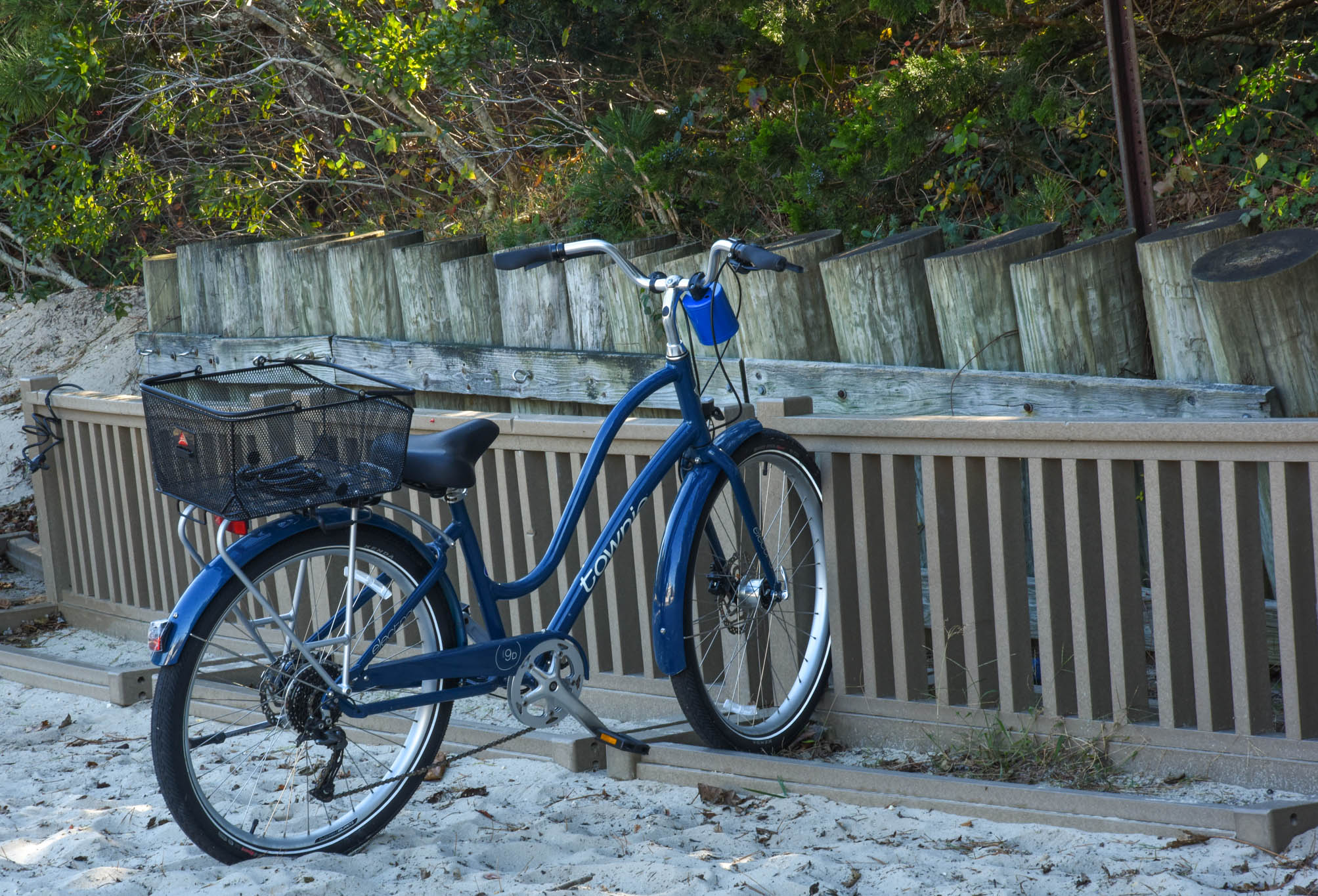 a parked bike by the dunes in Cape May Point 
