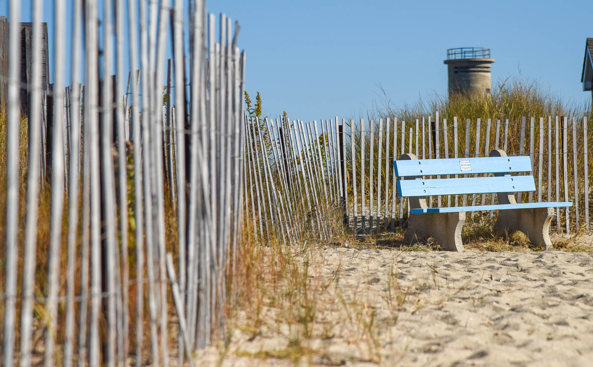 a bench at Sunset Beach 