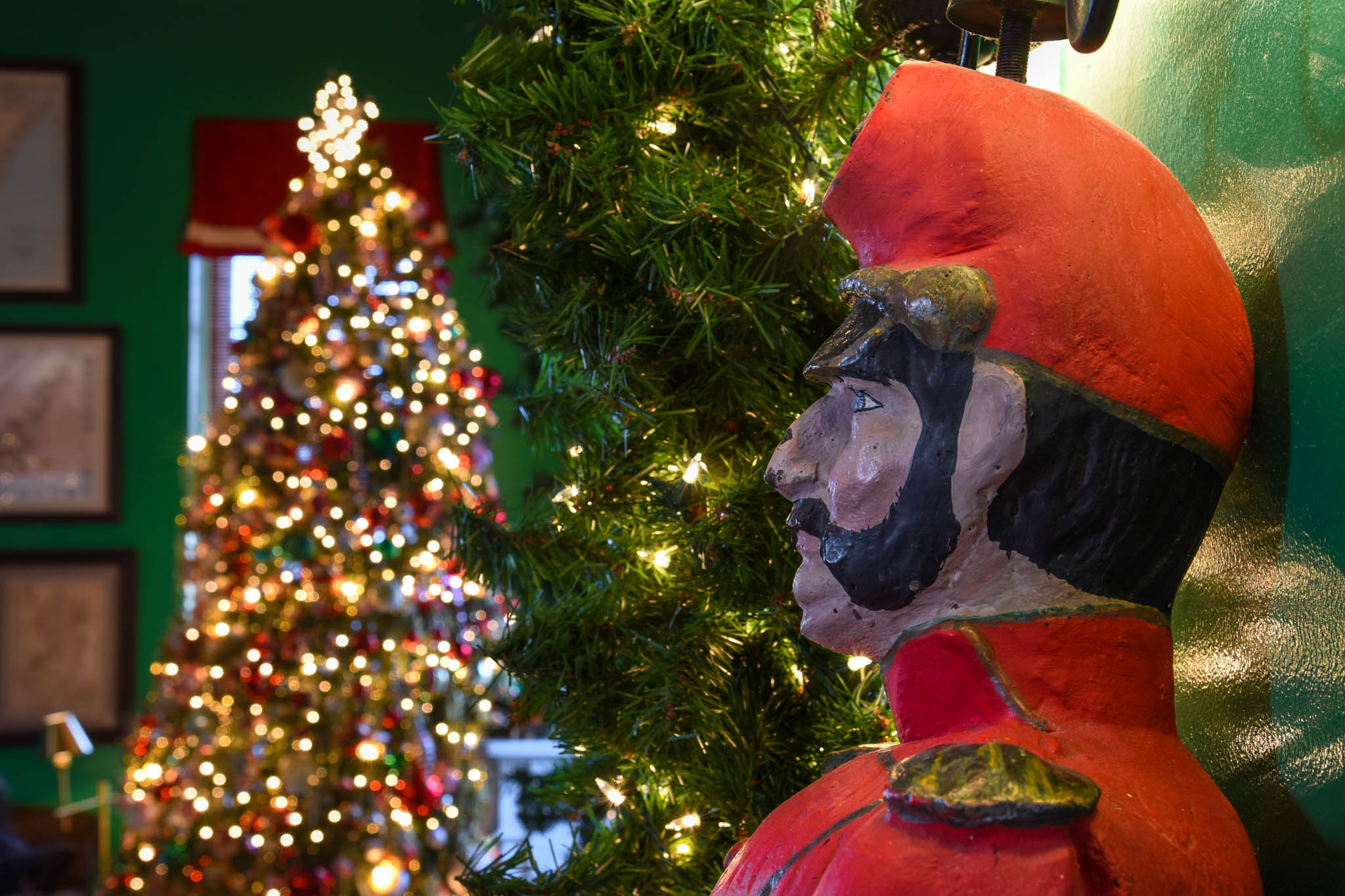 statue Standing Guard  at Congress Hall's Christmas tree indoors