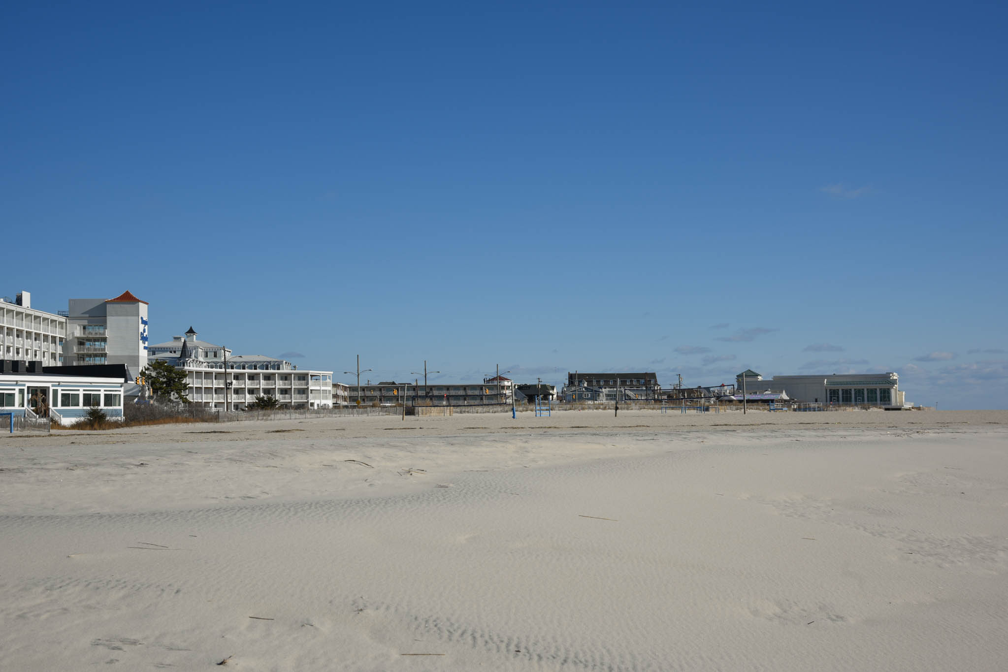 From the ocean looking at the buildings on a Chilly Walk