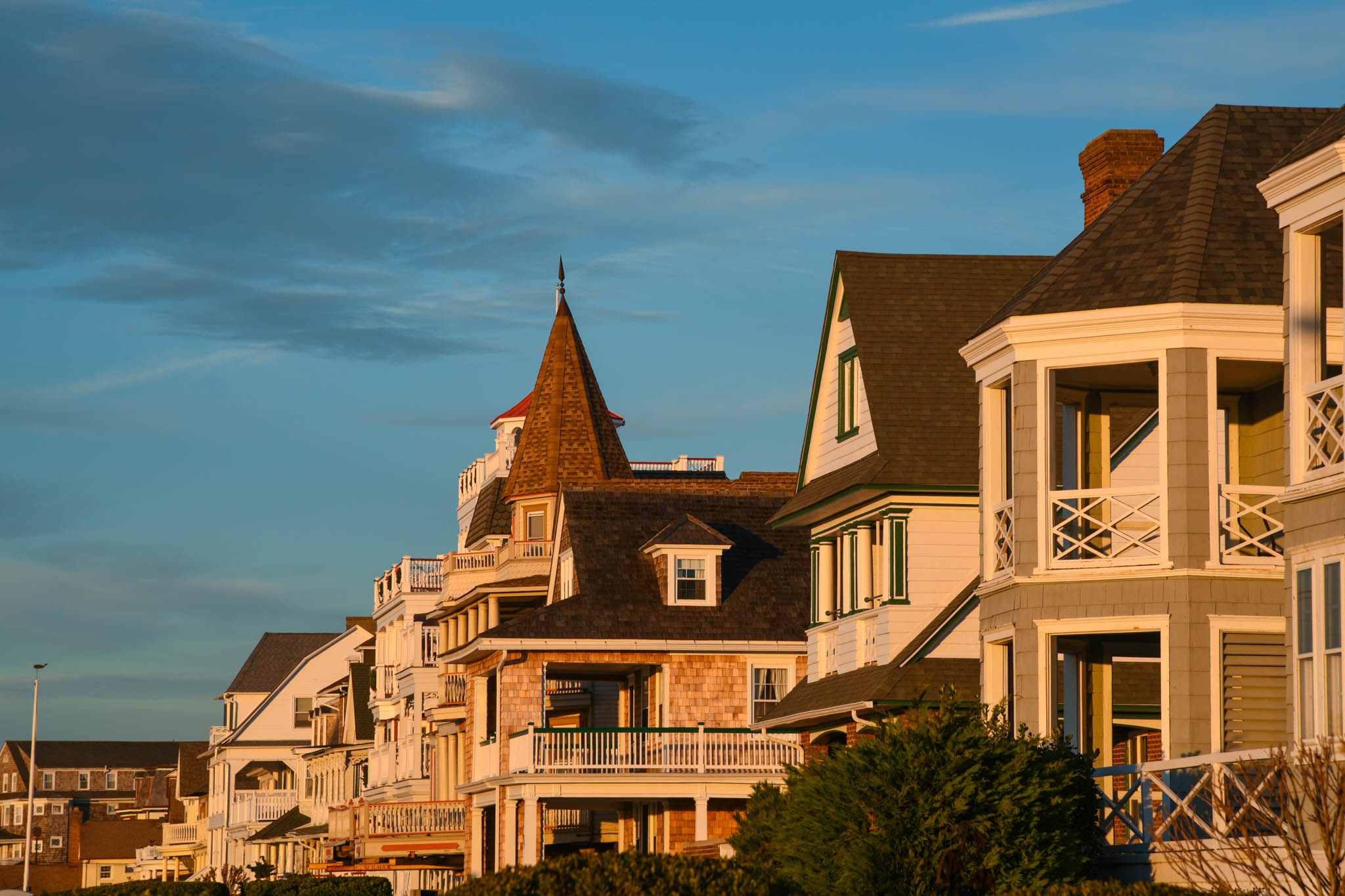 Homes Along Beach Ave during an Golden Sunrise 