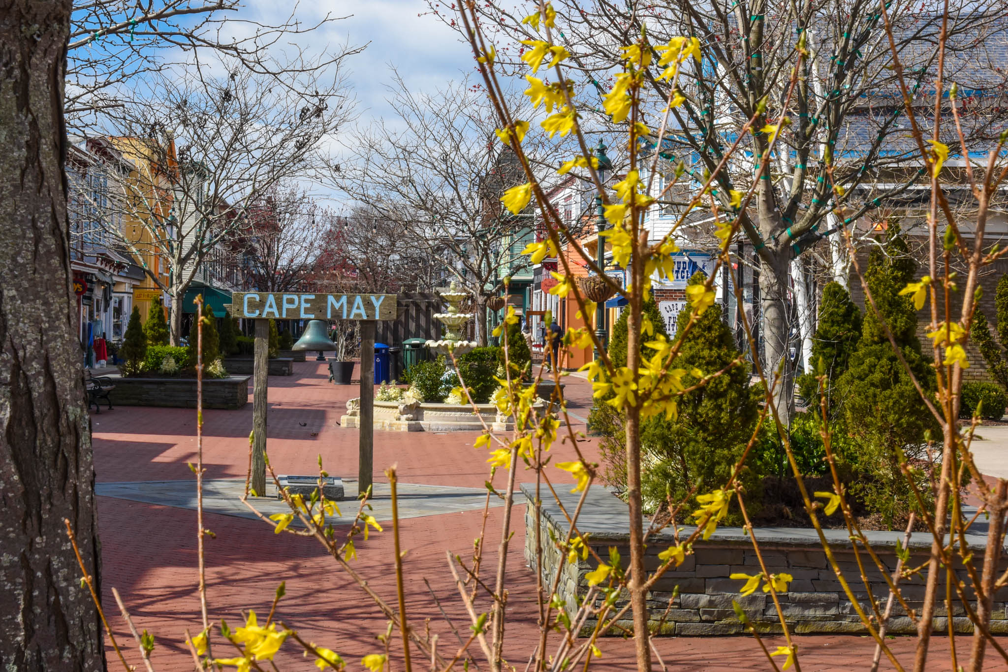 Here's the Washington Street Mall with the Bell and Cape May Sign.