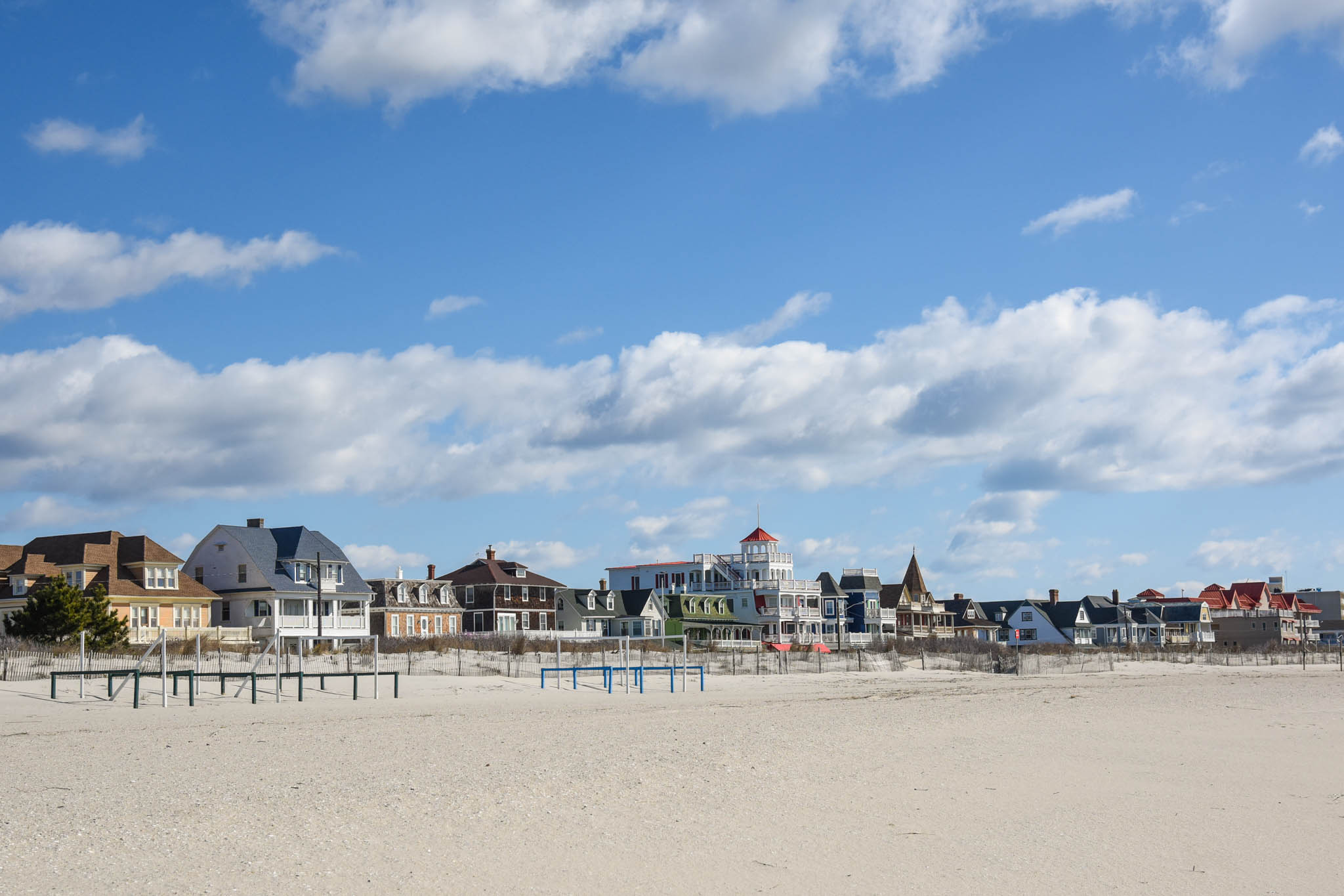 standing in the beach looking at Beach Ave with Clouds Over Cape May 