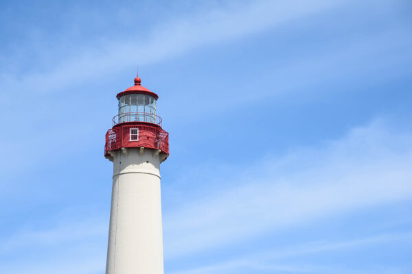 A person at the top of the Cape May Lighthouse