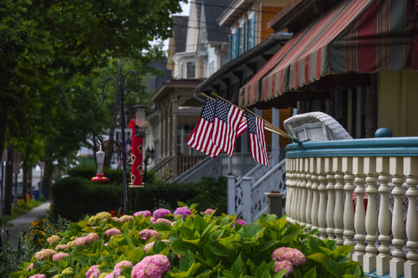 American Flags on the front porch