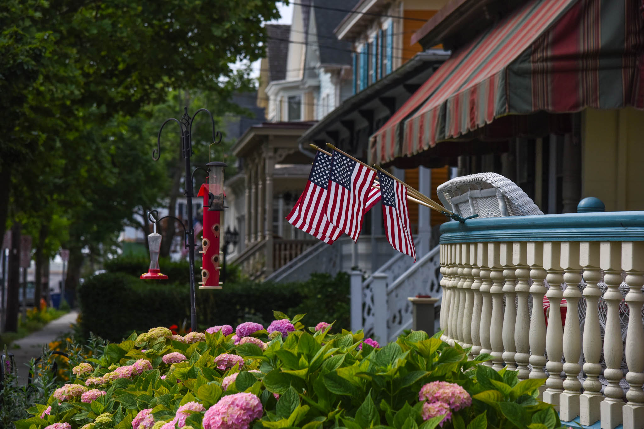 American Flags on the front porch 