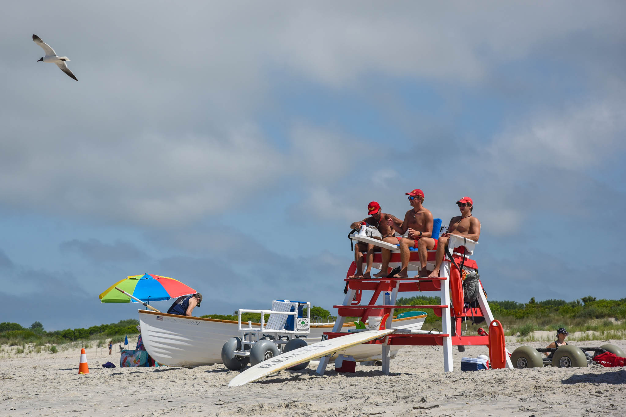 Lifeguards in the stand at Cove Beach