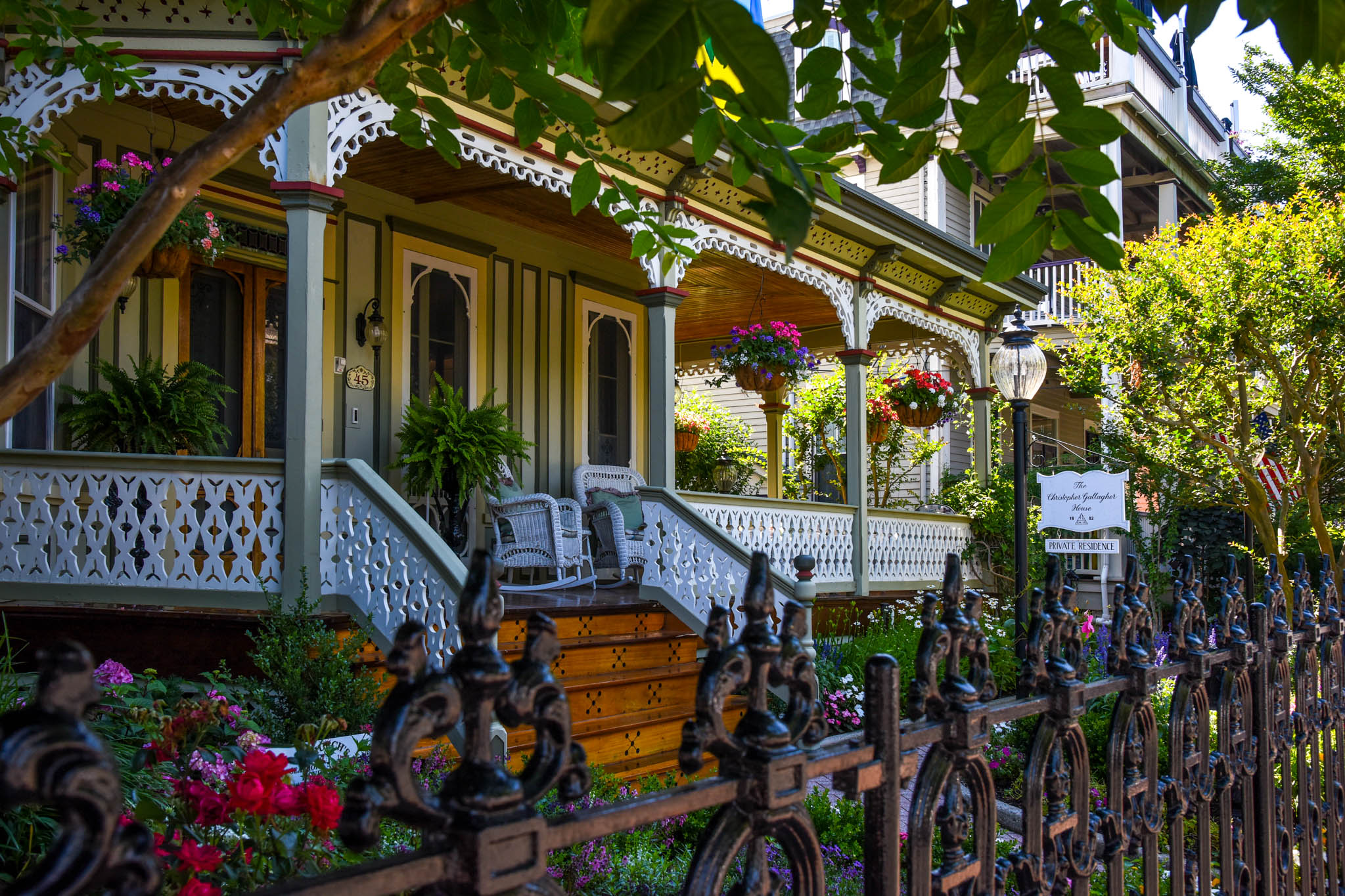 Porch Decor with flowers in the garden