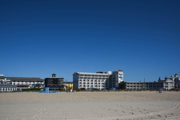 Morning view from the beach looking at Beach Ave and the buildings