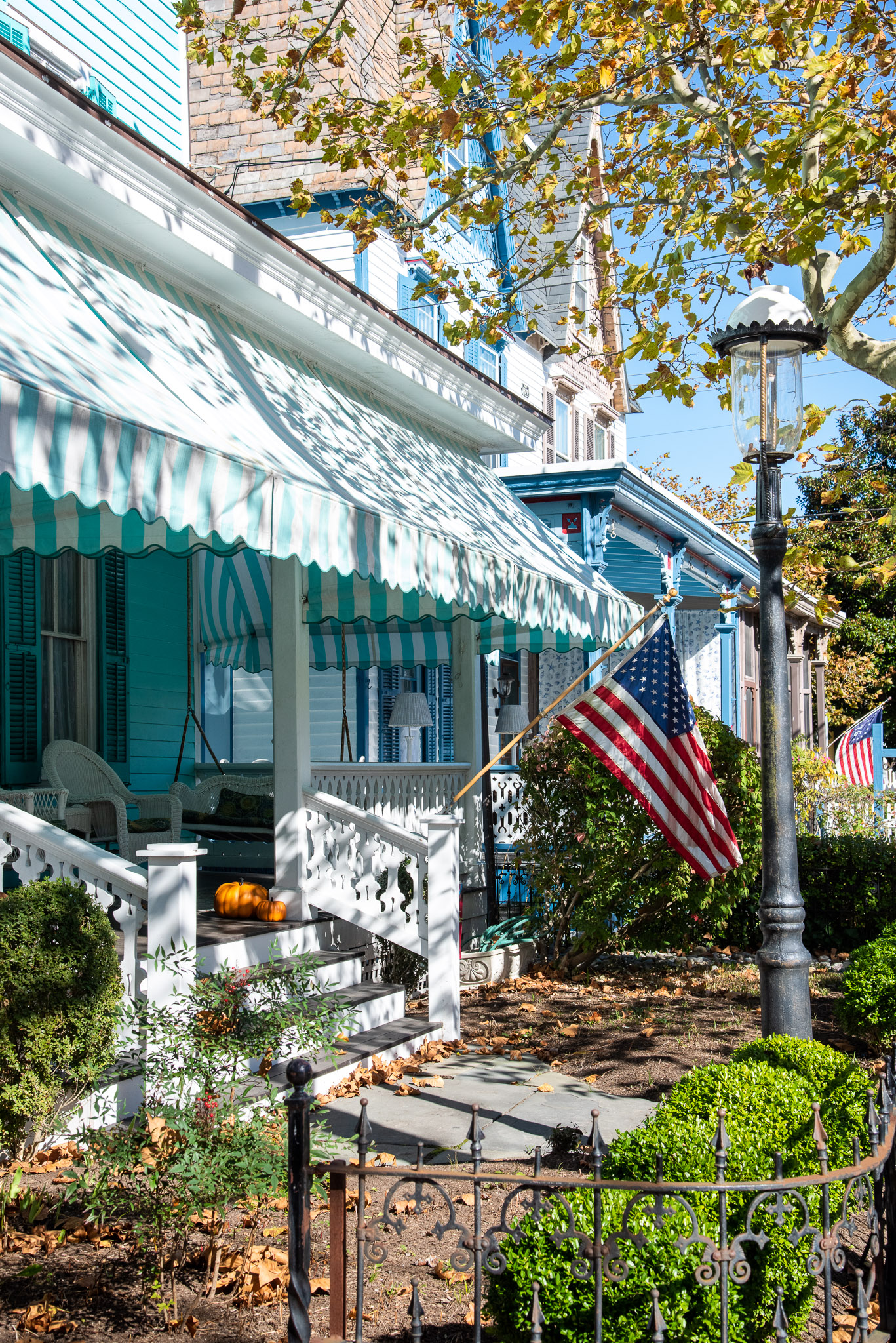 house along Columbia Avenue with Pumpkins on a Porch 