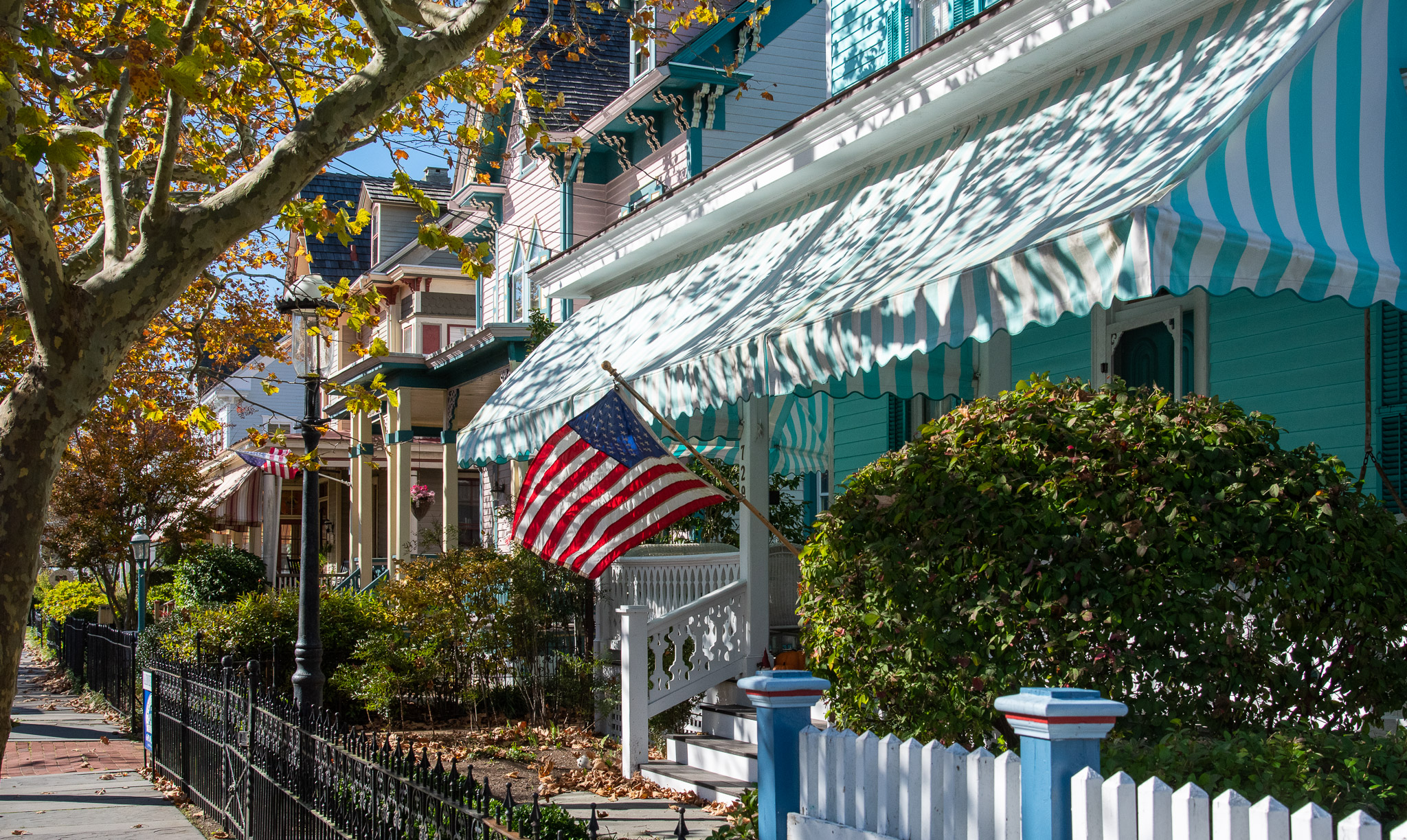 Peaceful view along Columbia Avenue of the homes on a Fall day.