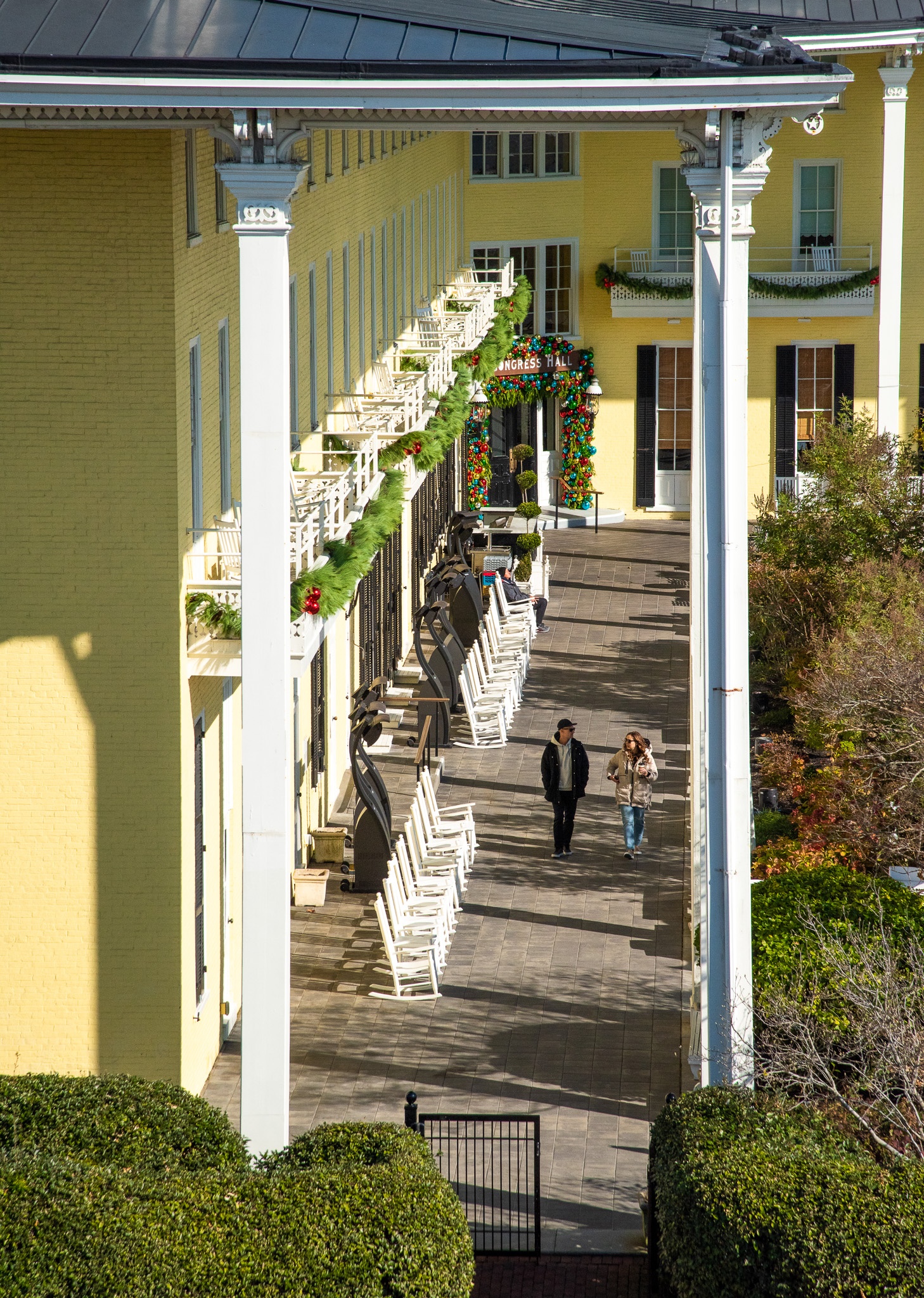 Looking down from the Regent Beach Condominium and the Decorating Has Begun at Congress Hall.