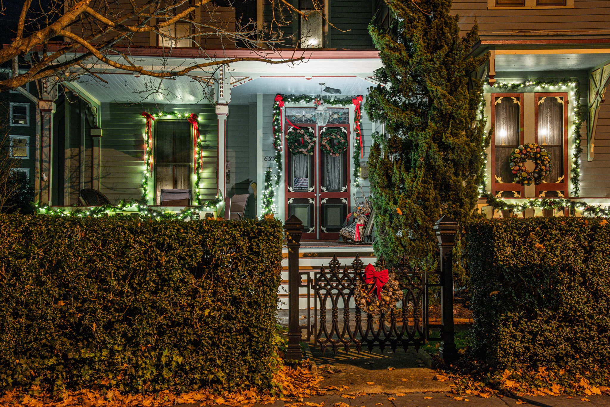 Hughes Street all decorated for the holidays