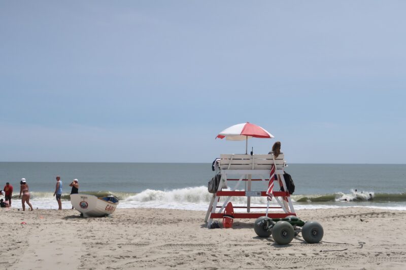 Lifeguard on stand at the beach