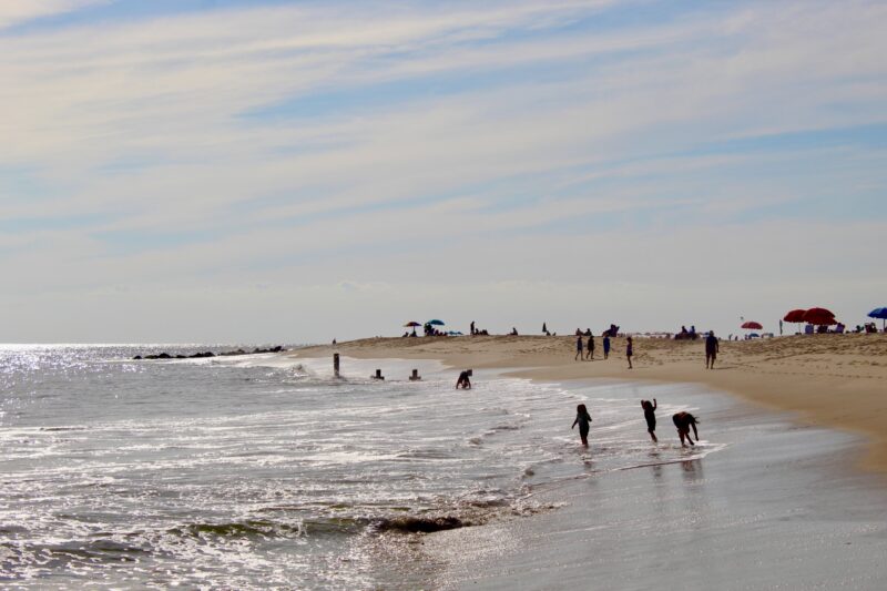 Kids playing in the water on the Cape May beach