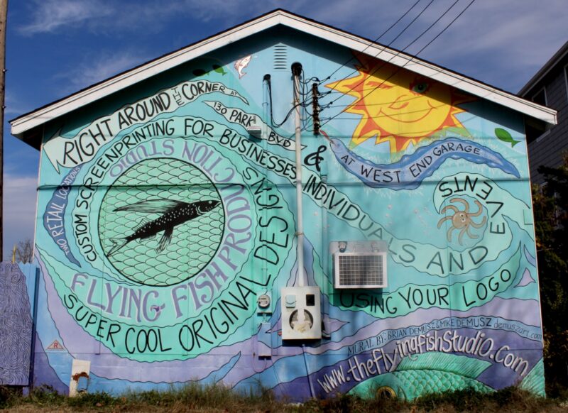 Mural in West Cape May for Flying Fish Studio by Brian Demusz and Mike Demusz