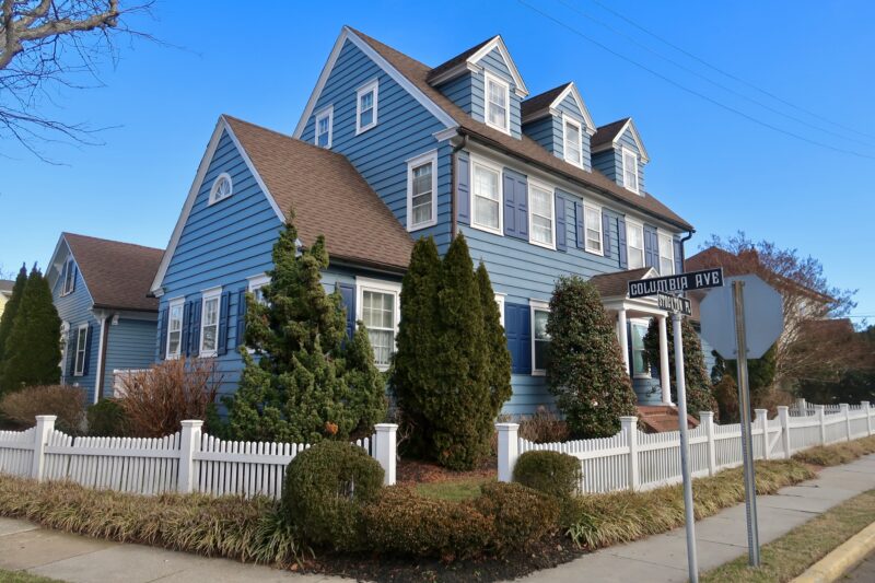 Blue house on the corner of Columbia Ave and Stockton Place; 123 Stockton Place