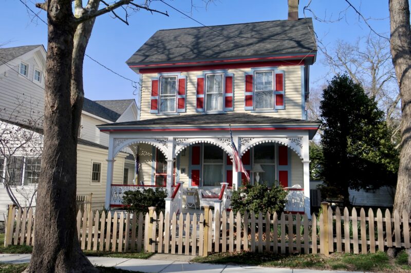 Home in West Cape May painted red, white and blue. 