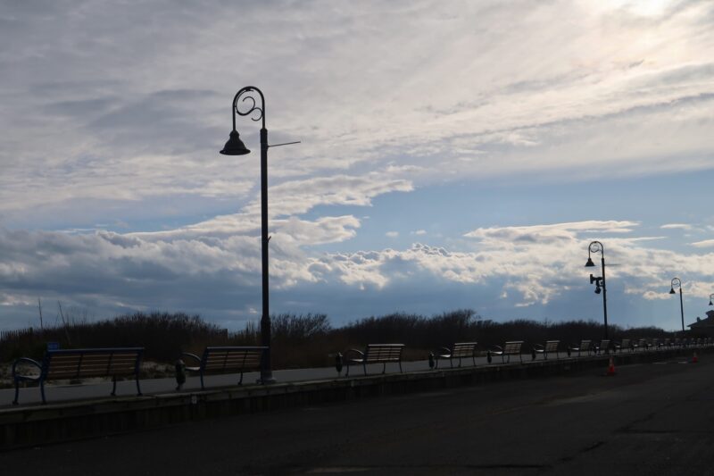 Benches on the promenade along Beach Ave