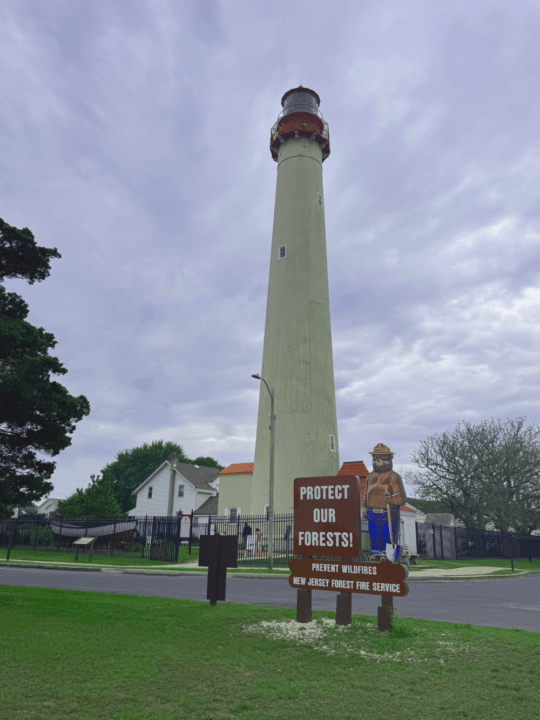 Cape May Lighthouse behind Smokey Bear Protect Our Forests sign